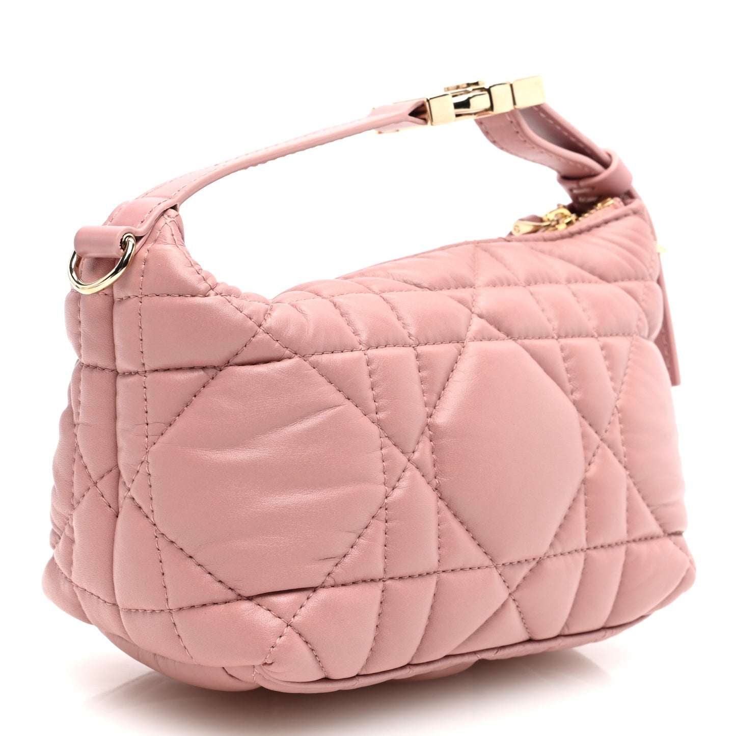 Calfskin Macrocannage Small Diortravel Nomad Pouch Old Rose