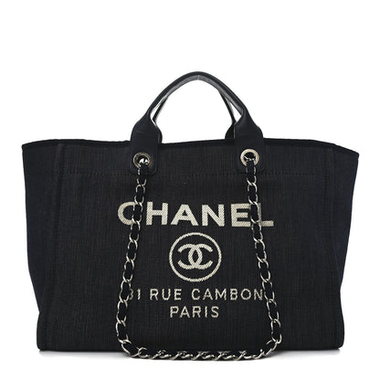 Chanel Denim Large Deauville Tote Dark Blue 1 of 10