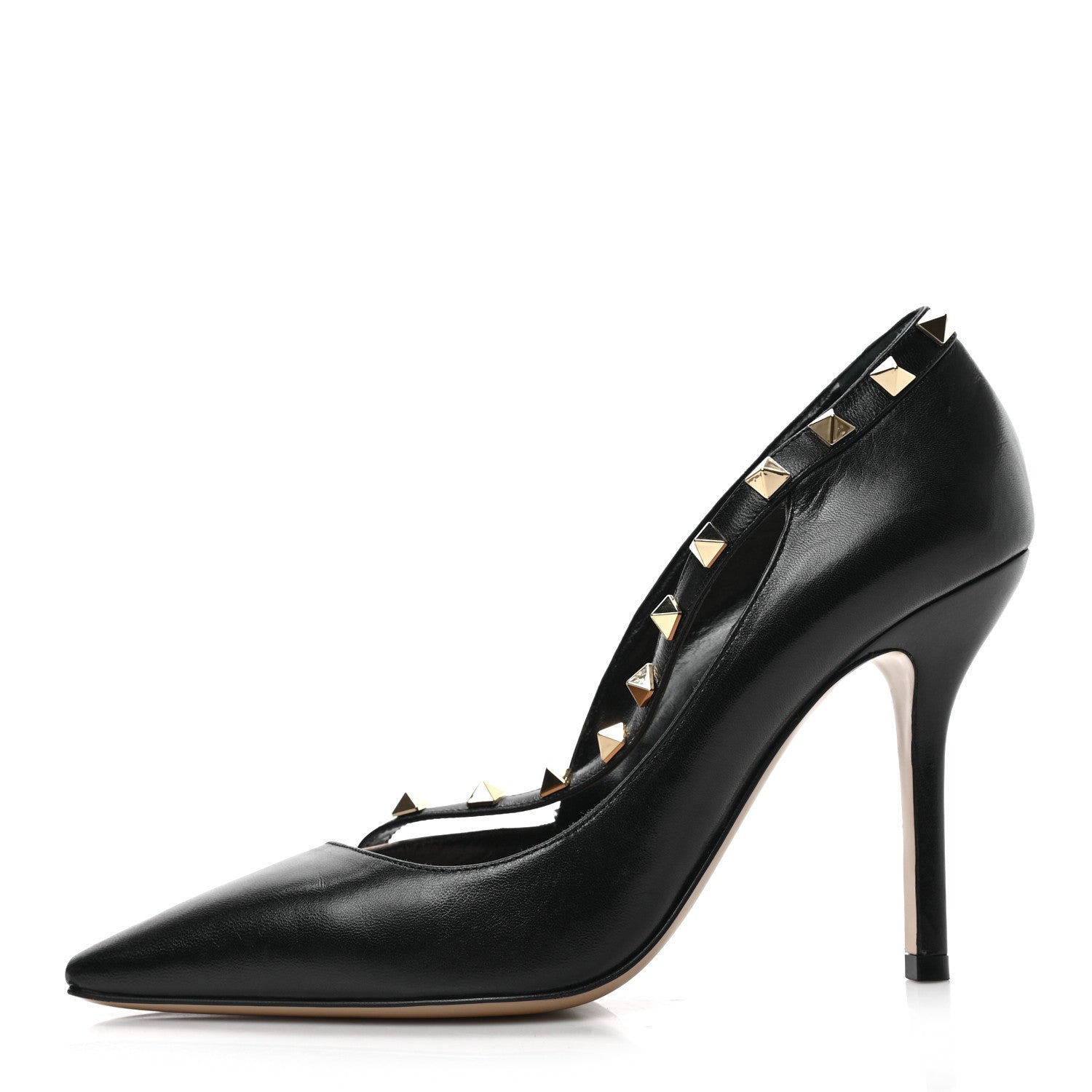 Valentino Garavani Nappa Rockstud Cross Strap d'Orsay 105mm Pumps 37.5 Black Poudre 1 of 8