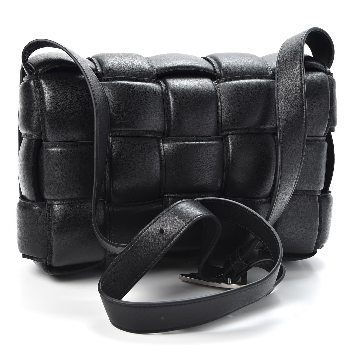 Nappa Maxi Intreccio Padded Cassette Crossbody Bag Black