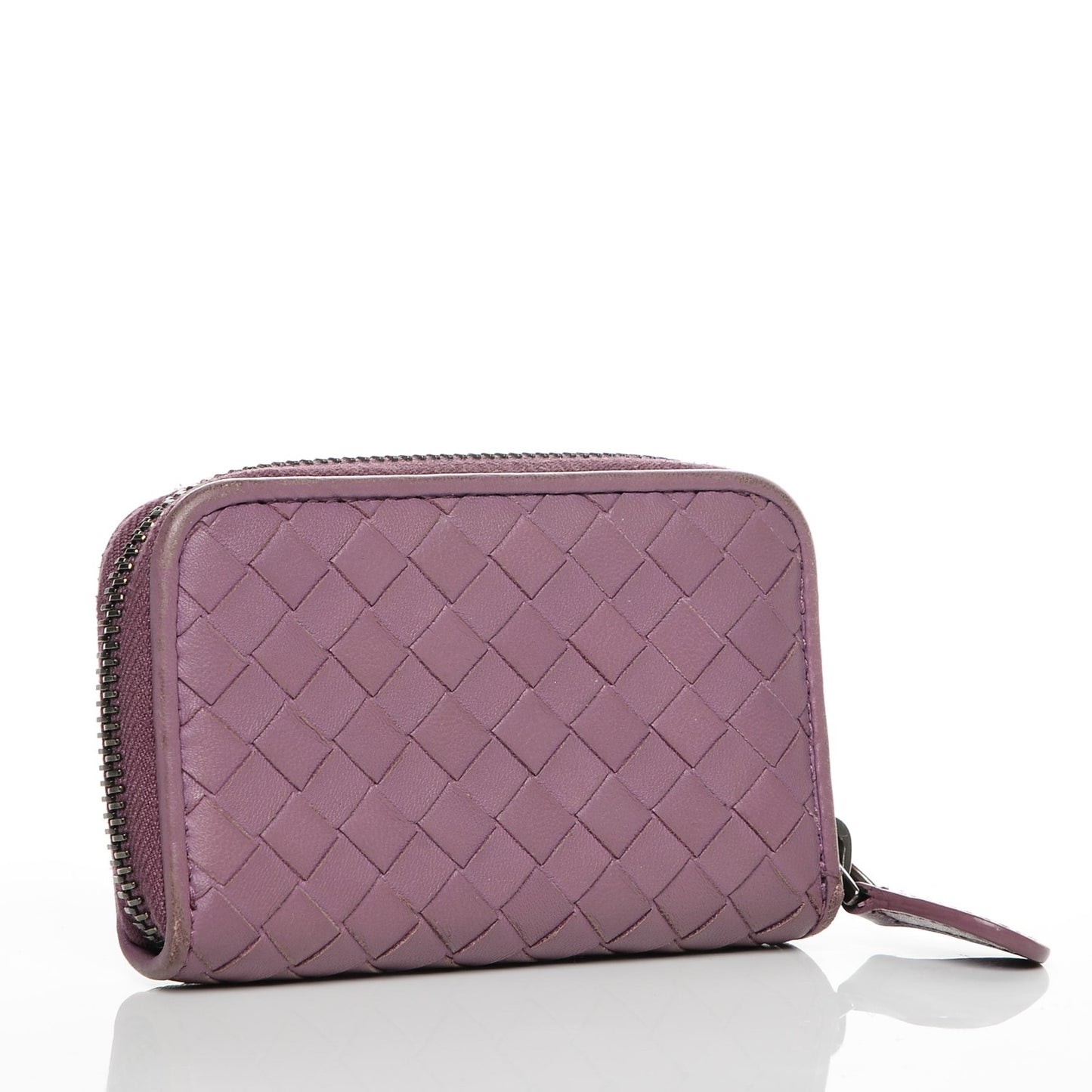 Nappa Intrecciato Zip Around Coin Purse Peony