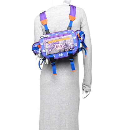 Gucci Jersey GG Monogram All Over Sporty Flap Backpack Blue Multicolor 2 of 11