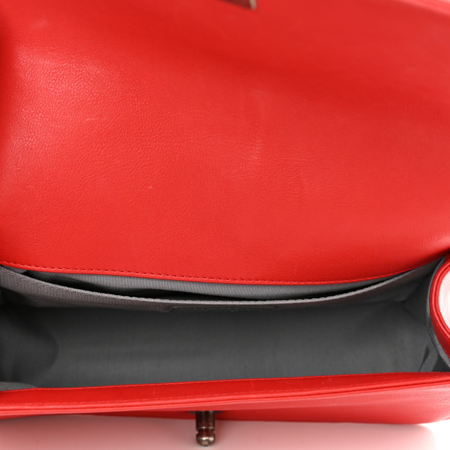 Calfskin Double Stitch Small Boy Flap Red