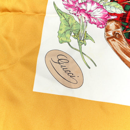Gucci Silk Floral Print Square Scarf Yellow Multicolor 2 of 7