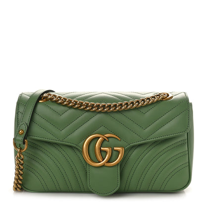 Gucci Calfskin Matelasse Small GG Marmont Shoulder Bag Salamander Green 1 of 8