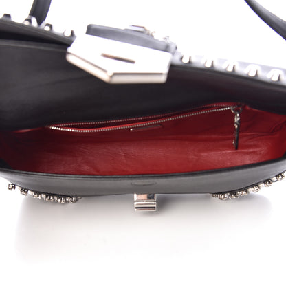Prada Saffiano Soft Crystal Embellished Shoulder Bag Black 5 of 11