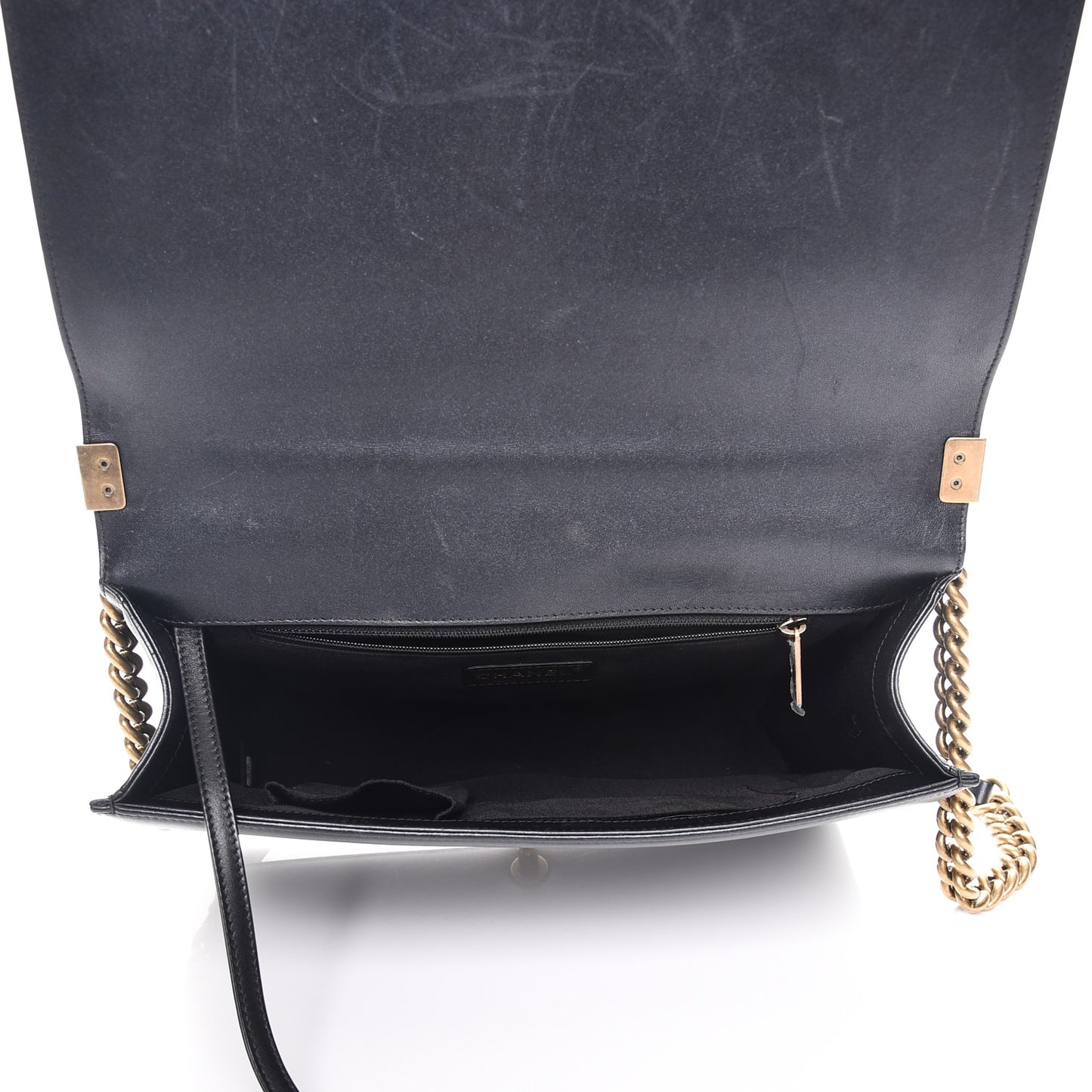 Metallic Calfskin Quilted Large Boy Flap Black