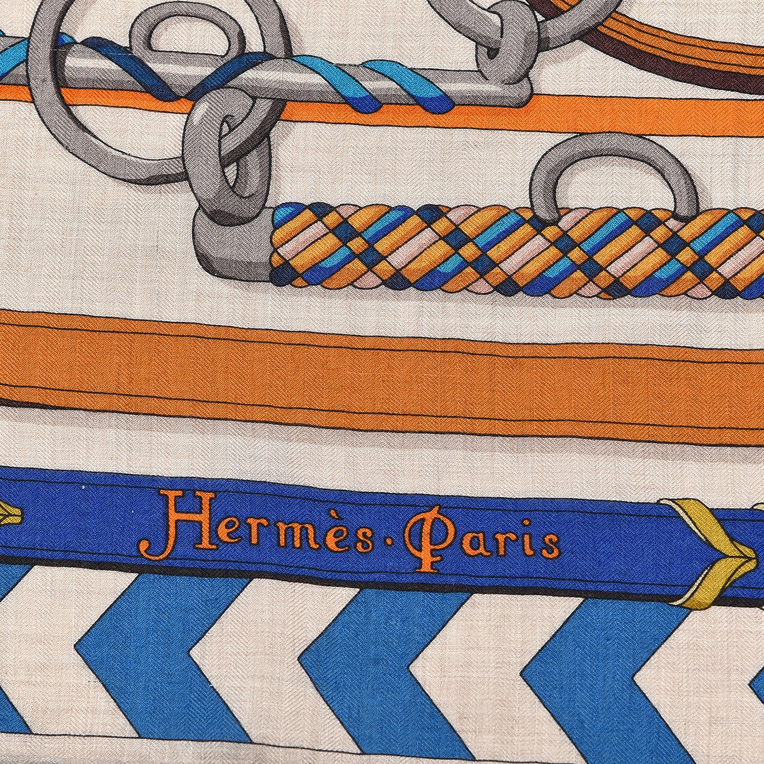 Hermes Cashmere Silk Panoplie Equestre Shawl 140 3 of 4