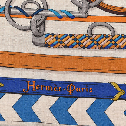 Hermes Cashmere Silk Panoplie Equestre Shawl 140 3 of 4