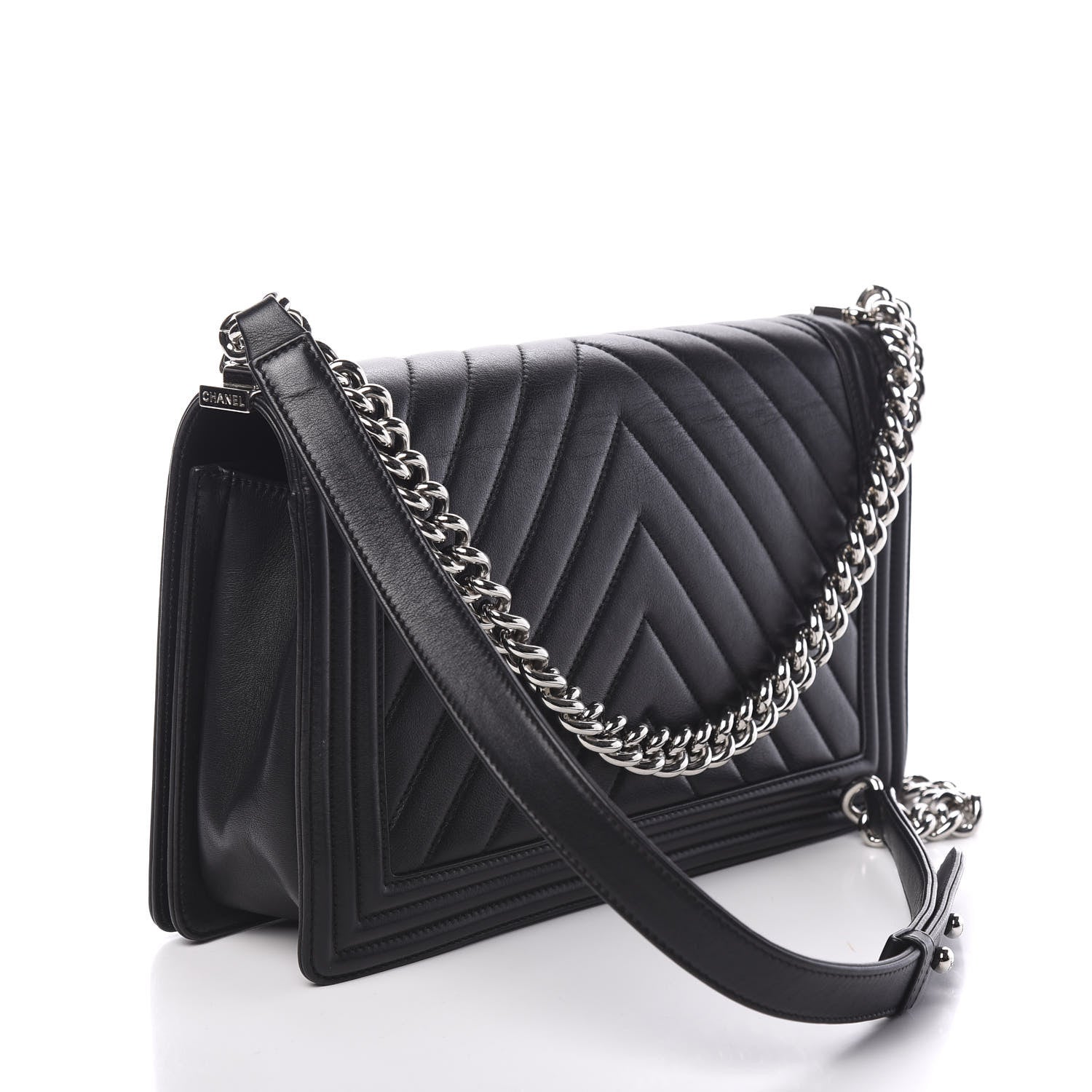 Chanel Calfskin Chevron Quilted New Medium Boy Flap Black 2 of 14