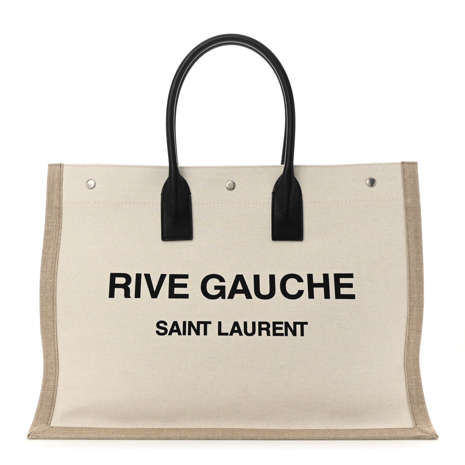 Saint Laurent Linen Calfskin Rive Gauche Tote Optic White 1 of 12