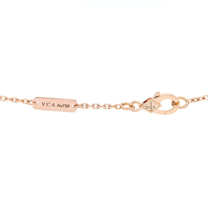 Van Cleef & Arpels 18K Rose Gold Diamond Black Onyx Vintage Alhambra Pendant Necklace 4 of 6