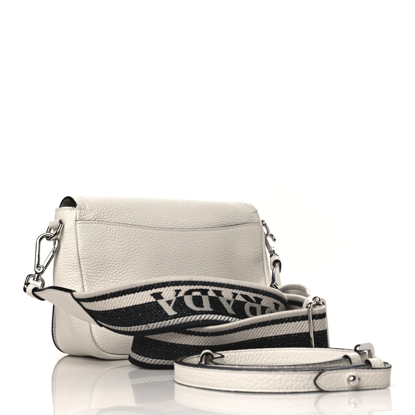 Vitello Daino Soft Flap Crossbody White
