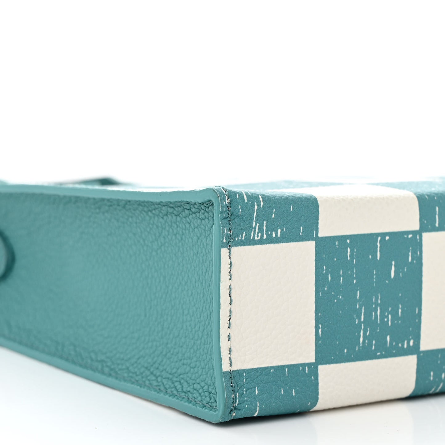 Calfskin Damier Sac Plat XS Blue Teal