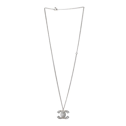 Chanel Metal Crystal Baguette CC Pendant Necklace Gold 3 of 6