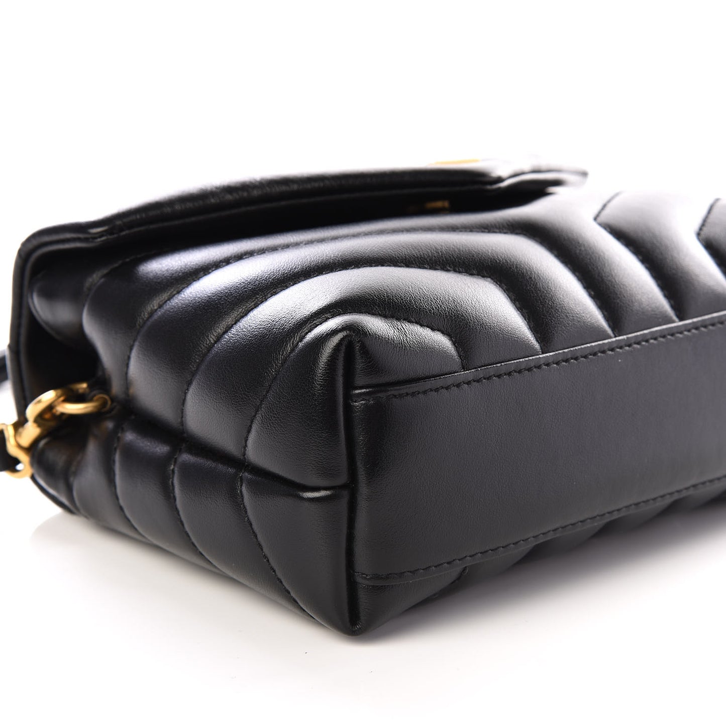Calfskin Y Quilted Monogram Toy Loulou Crossbody Bag Black