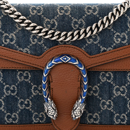 Gucci New Denim GG Monogram Dollar Calfskin Enamel Small Dionysus Shoulder Bag Blue Tea Cuir Epilog Electric Blue 9 of 11
