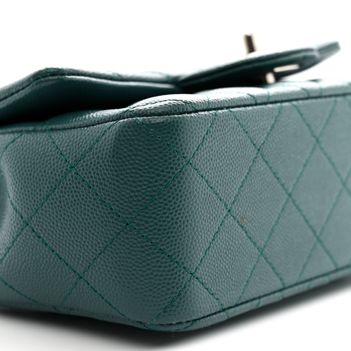 Caviar Quilted Mini Rectangular Flap Dark Green