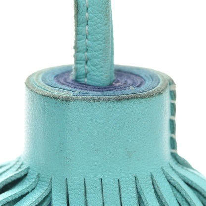 Hermes Lambskin Tri-Color Carmen Tassel Key Holder Bleu Lagoon Bleu Izmir Bleu De Malte 3 of 6