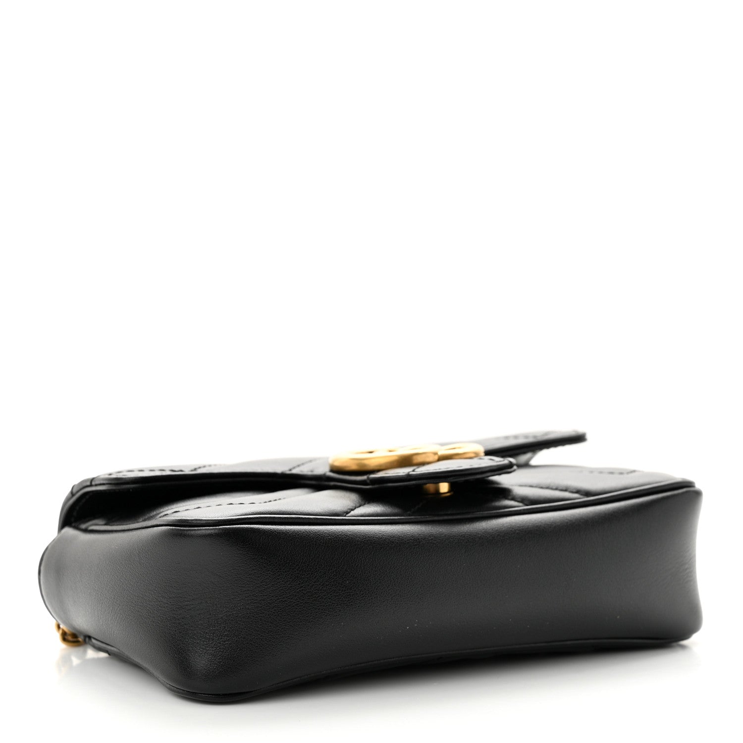 Gucci Calfskin Matelasse Super Mini GG Marmont Shoulder Bag Black 4 of 11