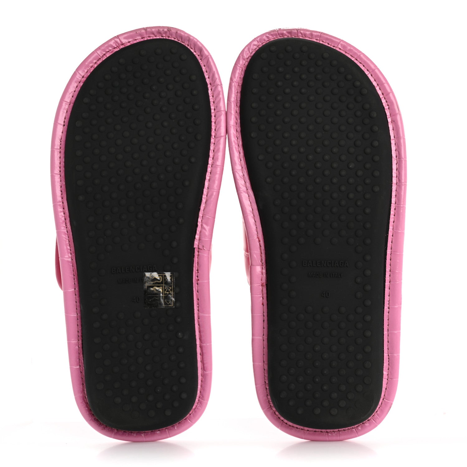 Balenciaga Calfskin Logo Crocodile Embossed Slides 40 Fuxia 6 of 10