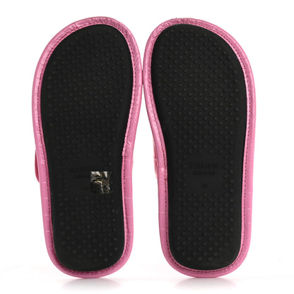 Balenciaga Calfskin Logo Crocodile Embossed Slides 40 Fuxia 6 of 10