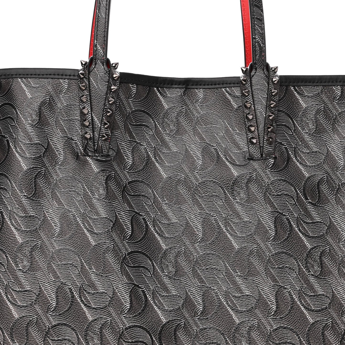 Toile Monogram Calfskin Printed Spikes East West Cabata Tote Black