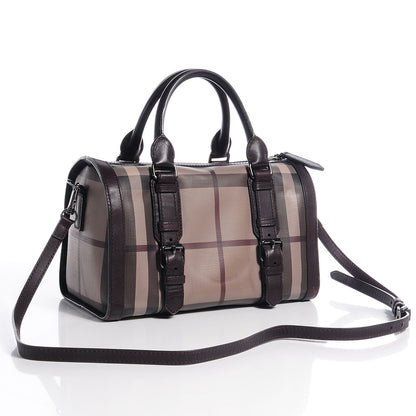 Burberry Smoked Check Medium Alchester Bowling Bag Plum 2 of 21