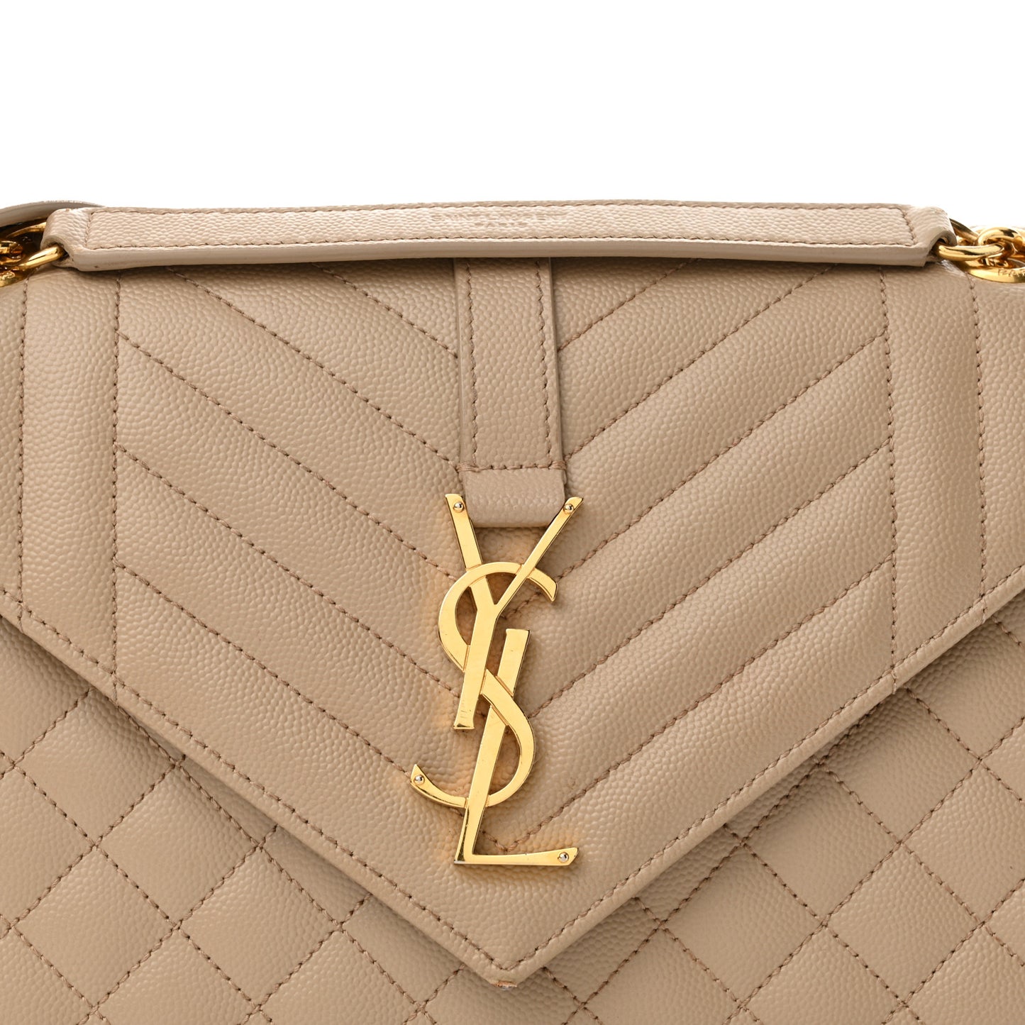 Grain De Poudre Textured Mixed Matelasse Medium Triquilt Monogram Satchel Dark Beige