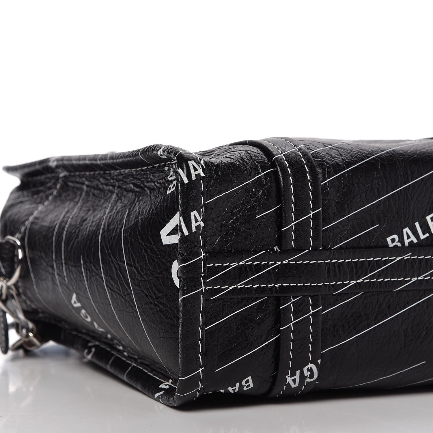 Balenciaga Agneau Arena Logo Multicolor Print XS Bazar Shopper Tote Black White 6 of 9