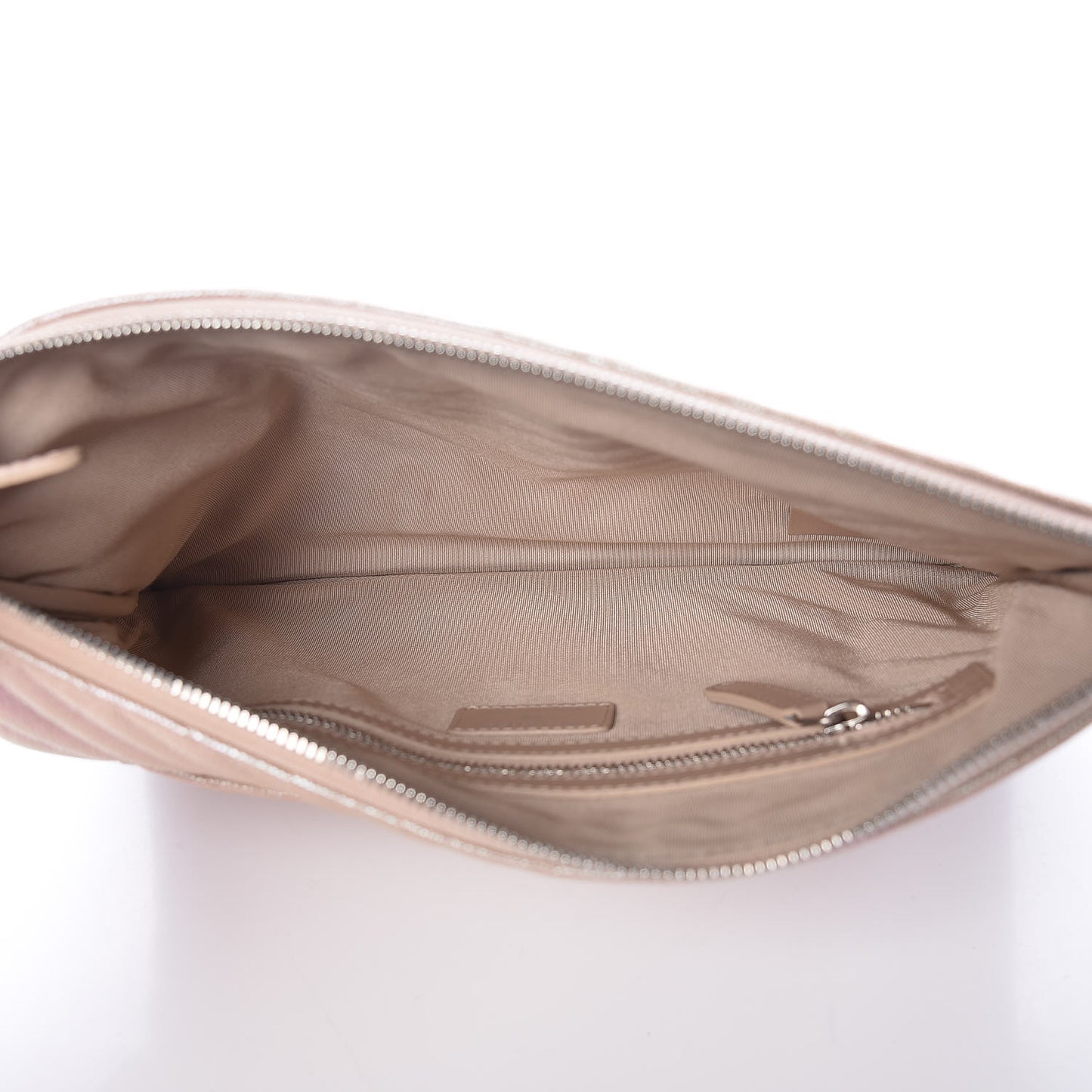 Iridescent Caviar Chevron Quilted Medium Cosmetic Case Light Gold
