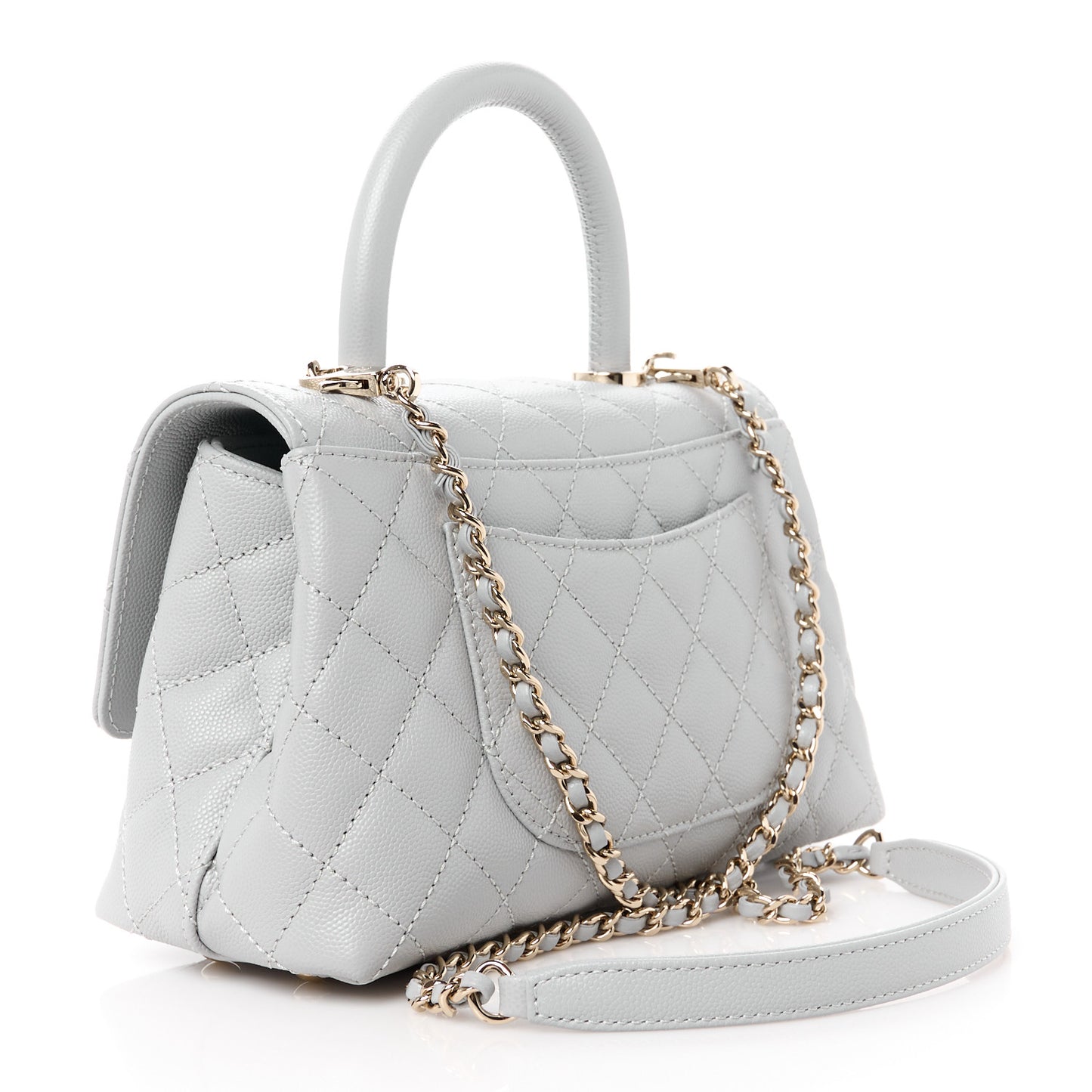Caviar Quilted Mini Coco Handle Flap Light Grey