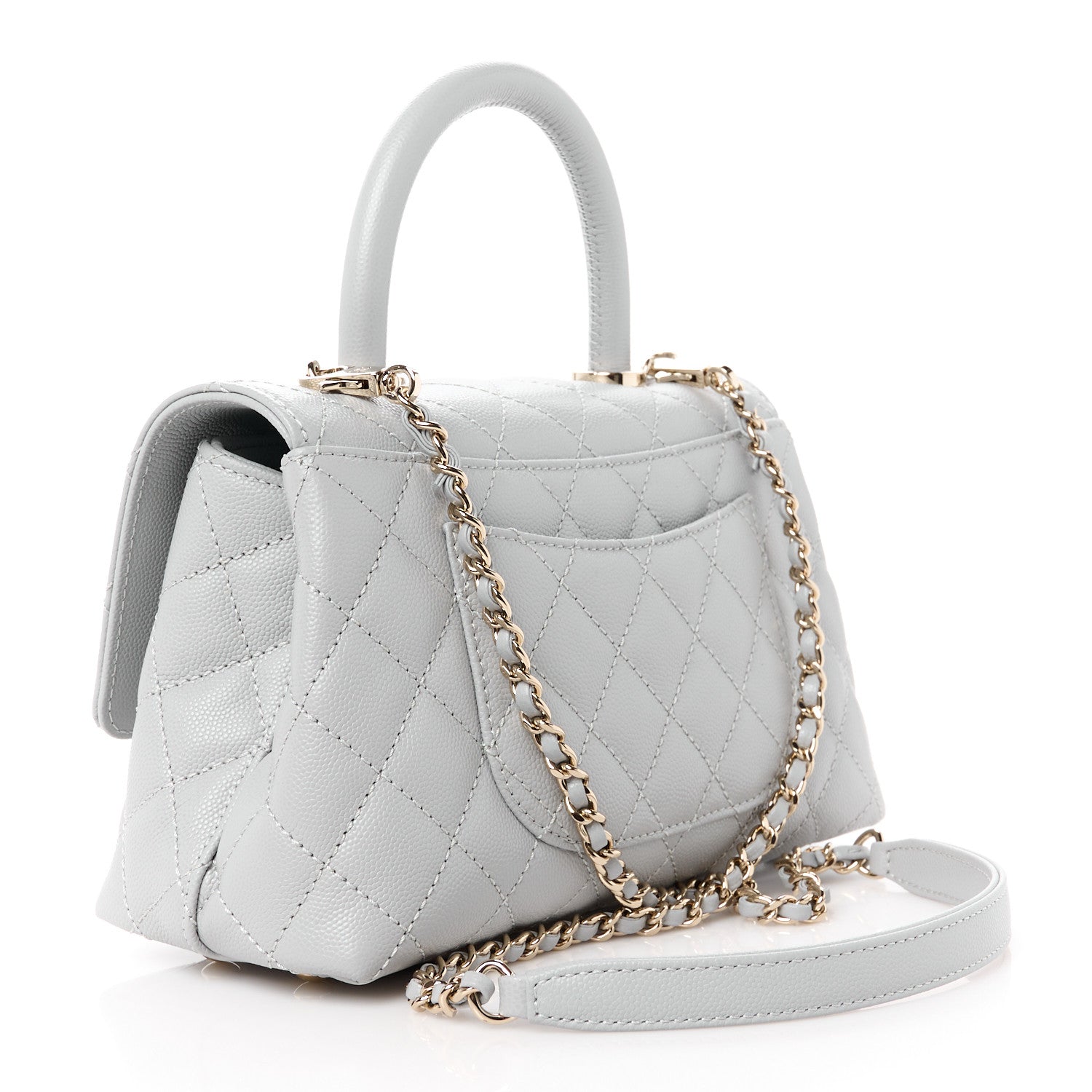 Chanel Caviar Quilted Mini Coco Handle Flap Light Grey 3 of 11