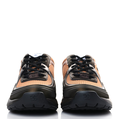 Chanel Fabric Laminated Calfskin Stretch CC Womens Sneakers 39 Brown Dark Grey 2 of 9