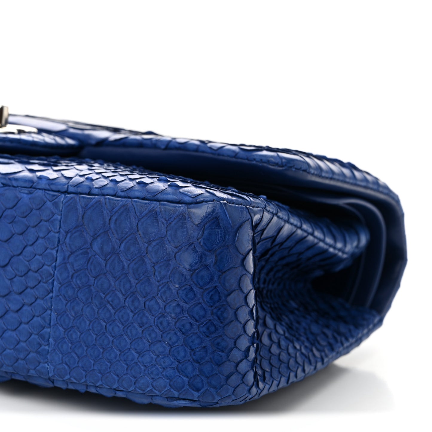 Snakeskin Medium Double Flap Blue