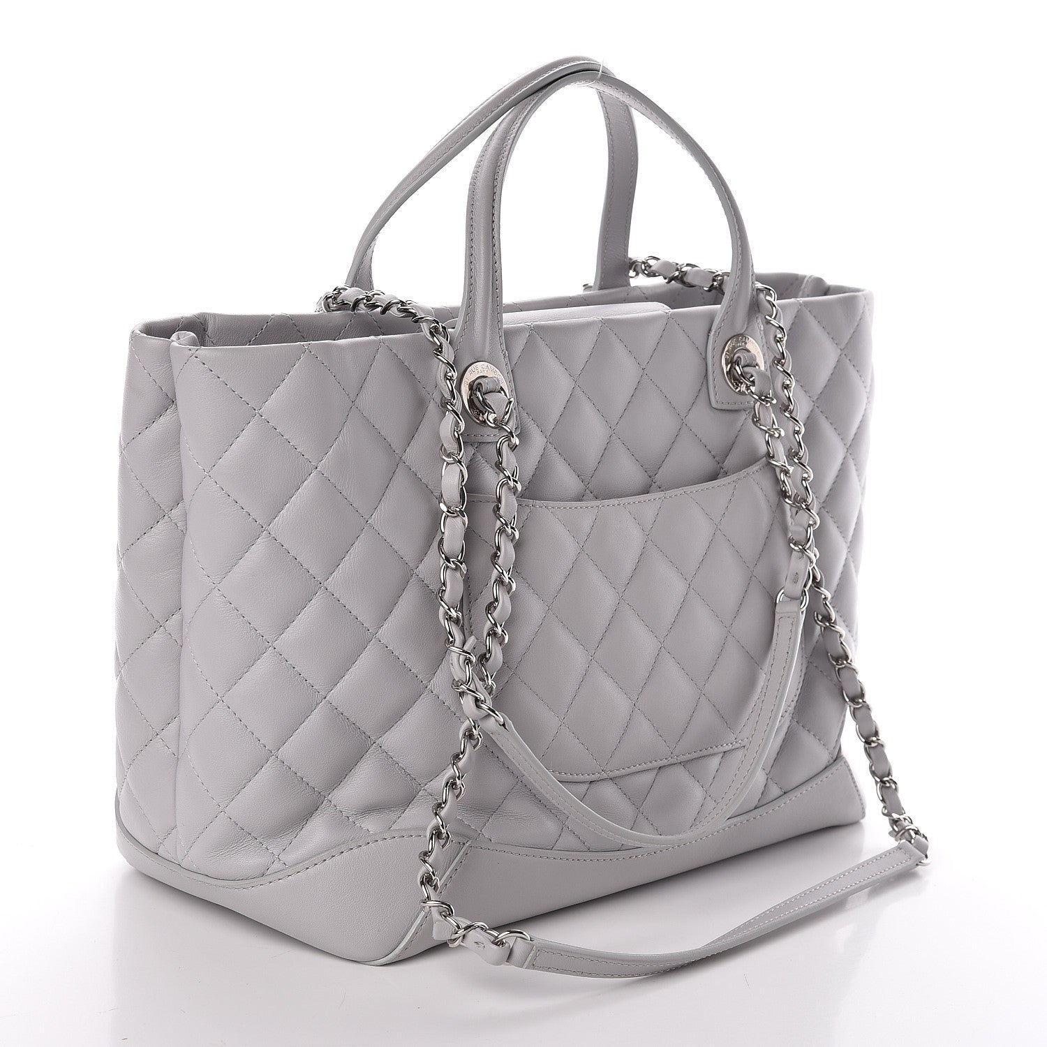 Chanel Calfskin Quilted Small Easy Shopping Tote Grey 3 of 13