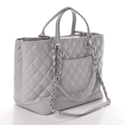 Chanel Calfskin Quilted Small Easy Shopping Tote Grey 3 of 13