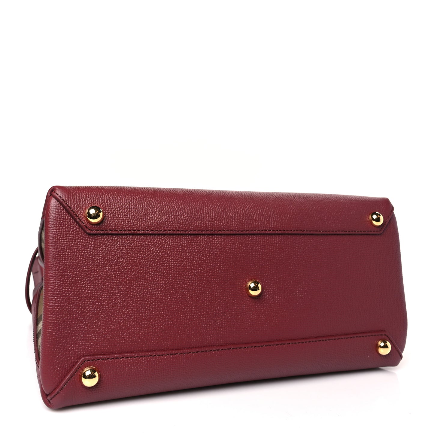 Grainy Calfskin House Check Medium Banner Tote Mahogany Red
