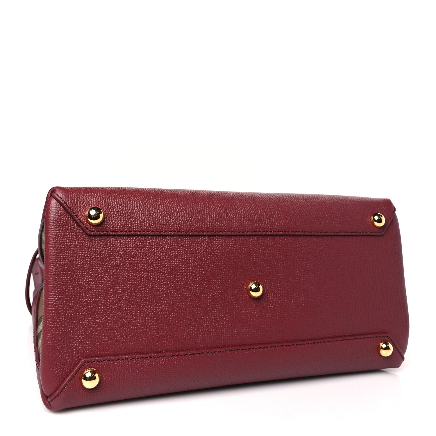 Burberry Grainy Calfskin House Check Medium Banner Tote Mahogany Red 4 of 9