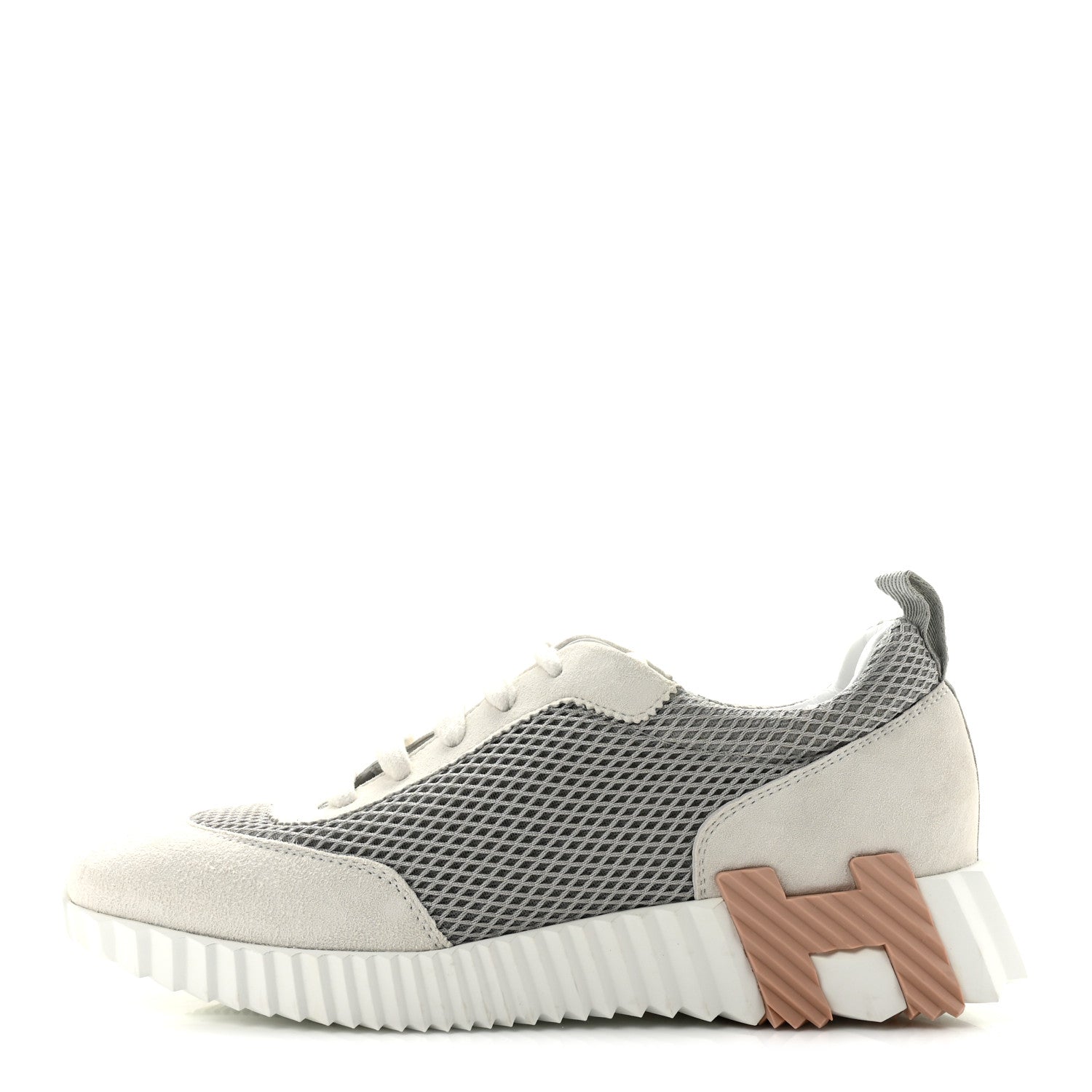 Hermes Air Mesh Suede Goatskin Bouncing Sneakers 39 Gris Lulea White 1 of 12