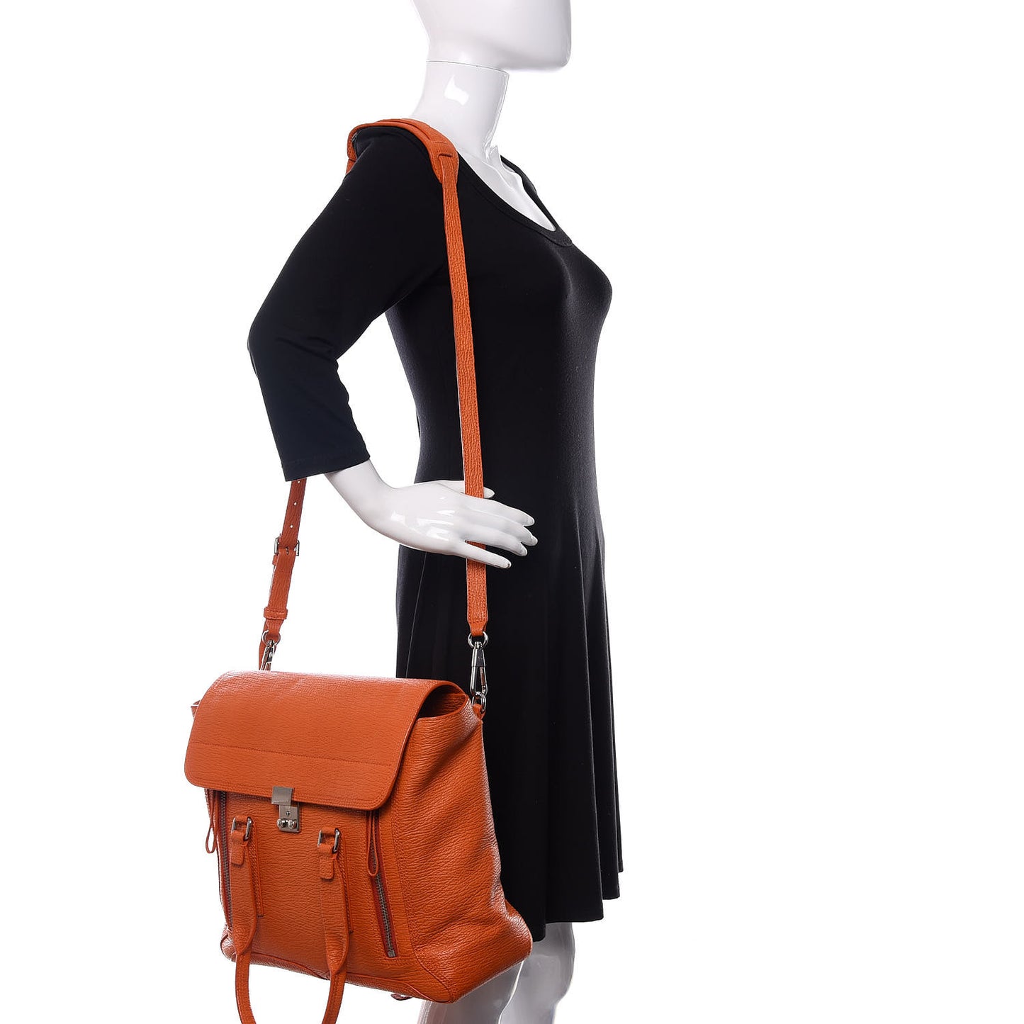 3.1 Textured Calfskin Large Pashli Satchel Mandarin