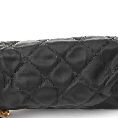 Chanel Satin Round Quilted Jeweled Charm Cosmetic Case Black 9 of 9