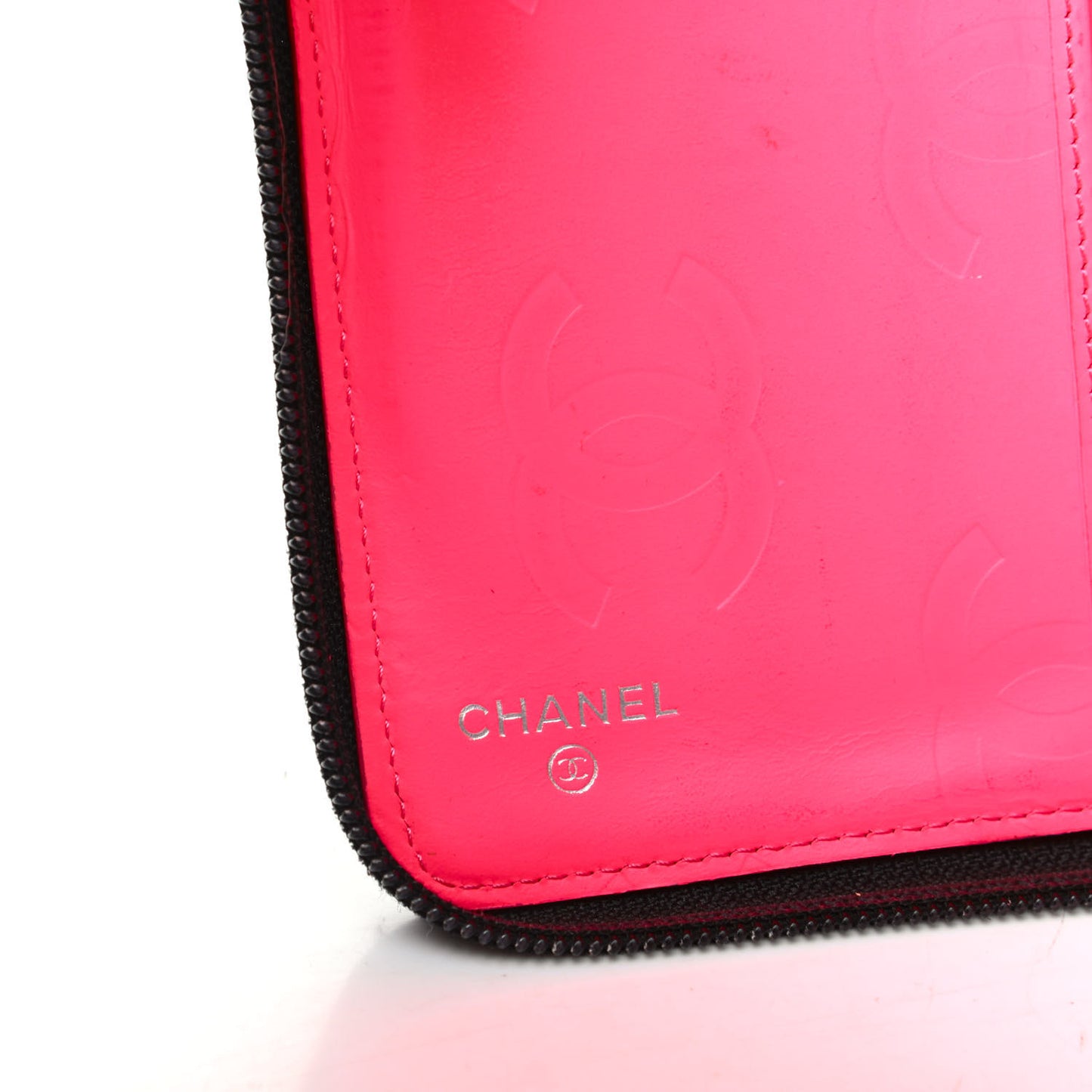 Calfskin Quilted Cambon Zip Around Organizer Wallet Black