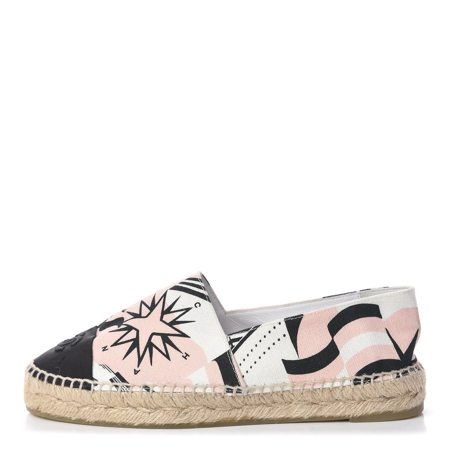 Chanel Fabric CC Espadrilles 38 Pink White Black 1 of 11