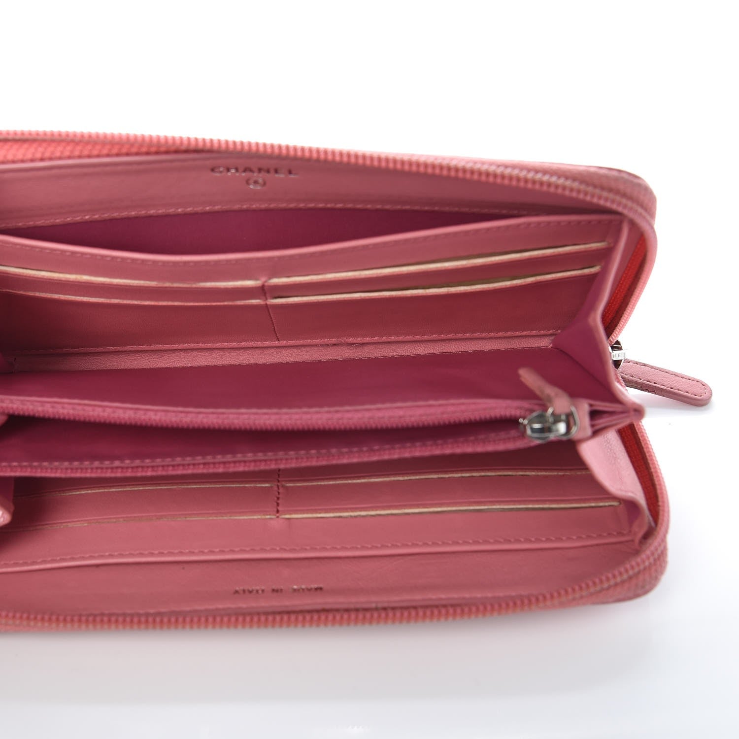 Chanel Lambskin Camellia Embossed Zip Around Large Gusset Wallet Pink 5 of 15