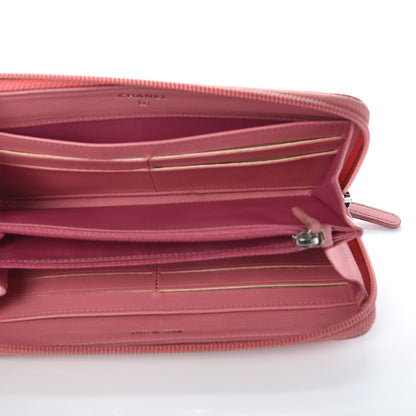 Chanel Lambskin Camellia Embossed Zip Around Large Gusset Wallet Pink 5 of 15