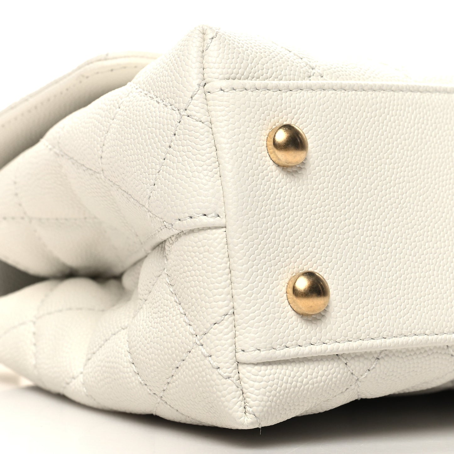Caviar Quilted Mini Coco Chain Handle Flap White