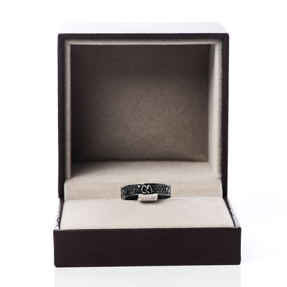 Gucci Ruthenium Black Diamond Icon Thin Band Ring 51 5.75 6 of 6