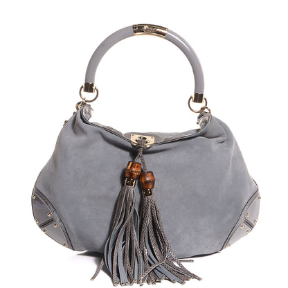 Gucci Suede Python Large Indy Top Handle Hobo Grey 1 of 15