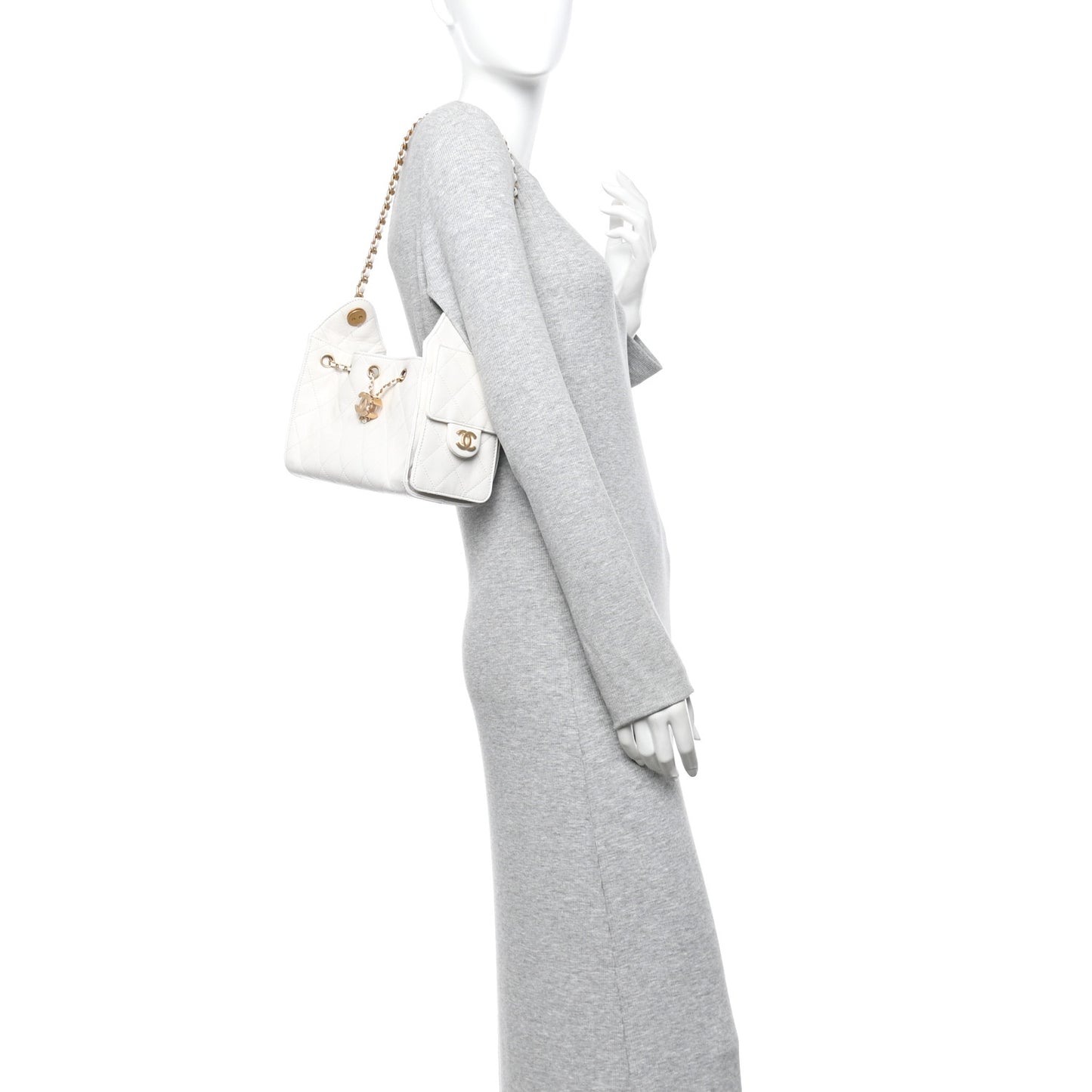 Caviar Quilted Mini Chanel 25 Handbag White